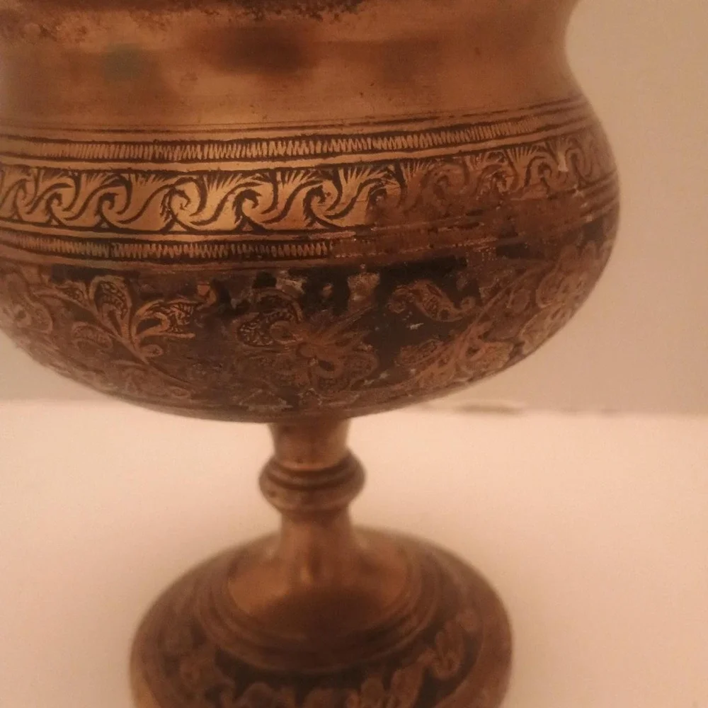 Vintage Copper Goblet With Etched Design